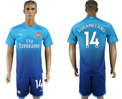 2017 18 Arsenal 14 AUBAMEYANG Away Soccer Jersey