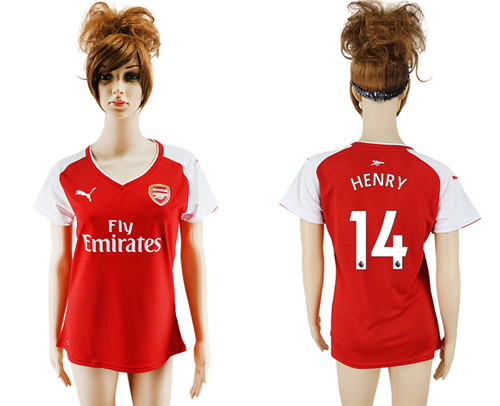 2017 18 Arsenal 14 HENRY Home Women Soccer Jersey