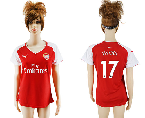 2017 18 Arsenal 17 IWOBI Home Women Soccer Jersey