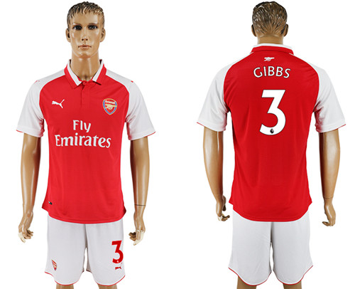 2017 18 Arsenal 3 GIBBS Home Soccer Jersey