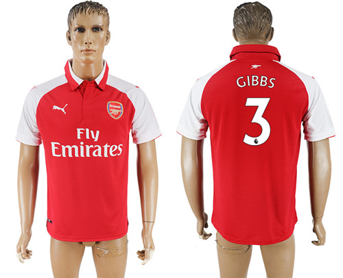 2017 18 Arsenal 3 GIBBS Home Thailand Soccer Jersey