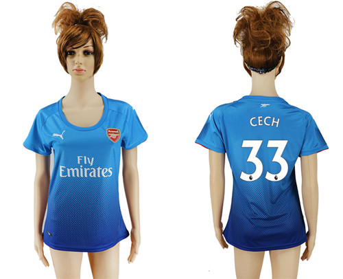 2017 18 Arsenal 33 CECH Away Women Soccer Jersey