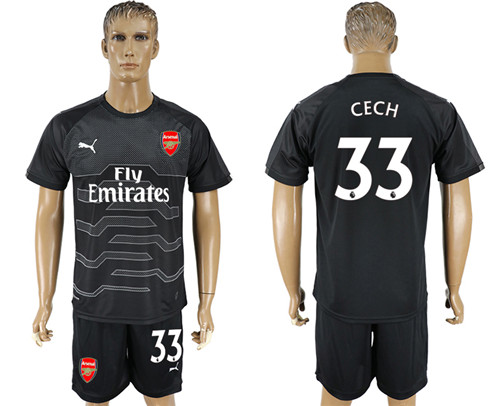 2017 18 Arsenal 33 CECH Black Goalkeeper Soccer Jersey