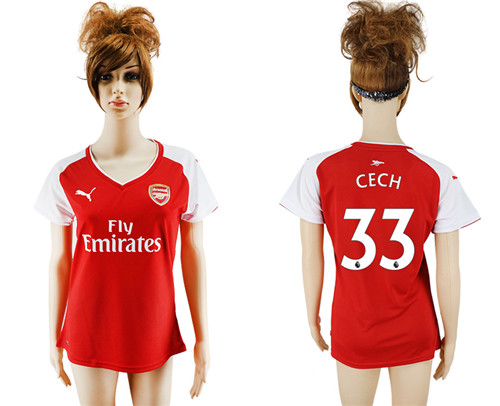 2017 18 Arsenal 33 CECH Home Women Soccer Jersey