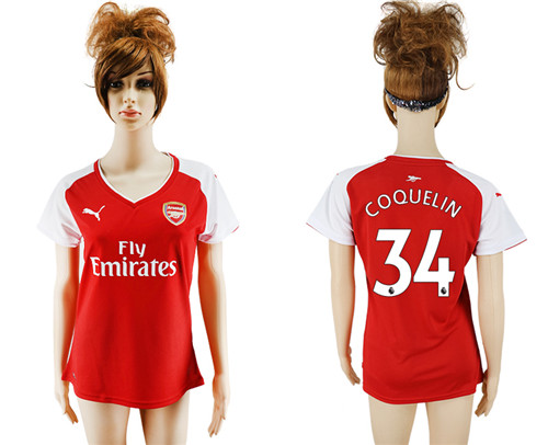 2017 18 Arsenal 34 COQUELIN Home Women Soccer Jersey