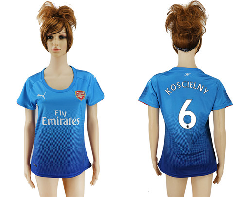 2017 18 Arsenal 6 KOSCIELNY Away Women Soccer Jersey