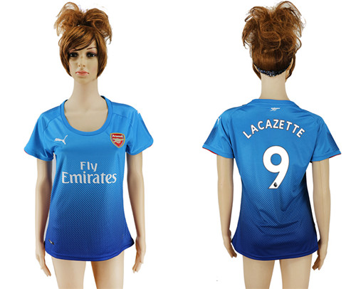 2017 18 Arsenal 9 LACAZETTE Away Women Soccer Jersey