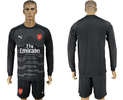 2017 18 Arsenal Black Long Sleeve Goalkeeper Soccer Jersey