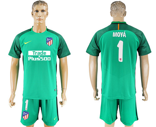 2017 18 Atletico Madrid 1 MOYA Green Goalkeeper Soccer Jersey