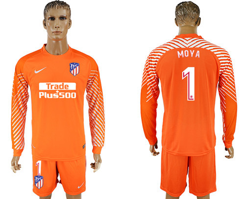 2017 18 Atletico Madrid 1 MOYA Orange Long Sleeve Goalkeeper Soccer Jersey