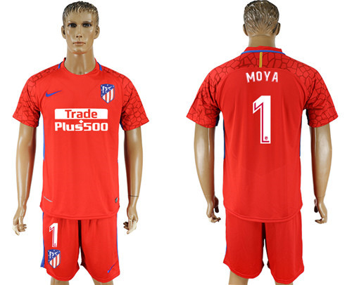 2017 18 Atletico Madrid 1 MOYA Red Goalkeeper Soccer Jersey