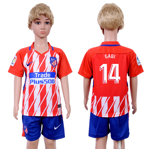 2017 18 Atletico Madrid 14 GABI Home Youth Soccer Jersey