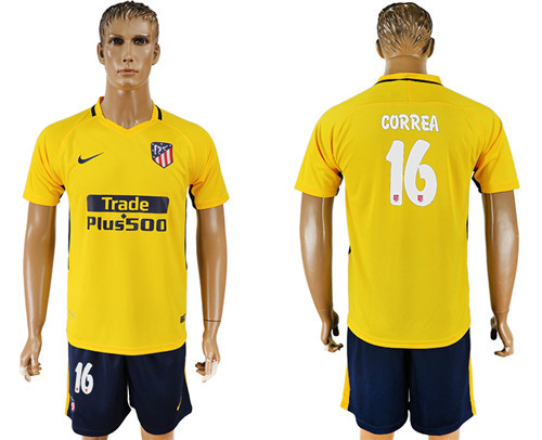 2017 18 Atletico Madrid 16 CORREA Away Soccer Jersey