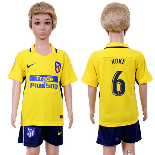 2017 18 Atletico Madrid 6 KOKE Away Youth Soccer Jersey