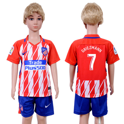 2017 18 Atletico Madrid 7 GRIEZMANN Home Youth Soccer Jersey