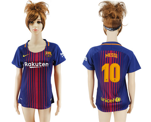 2017 18 Barcelona 10 MESSI Home Women Soccer Jersey