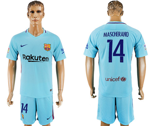 2017 18 Barcelona 14 MASCHERANO Away Soccer Jersey