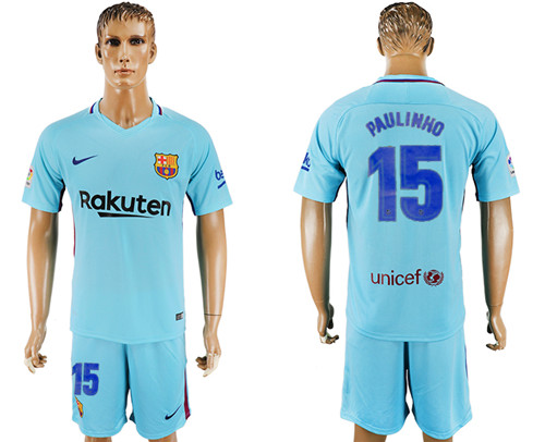 2017 18 Barcelona 15 PAULINHO Away Soccer Jersey