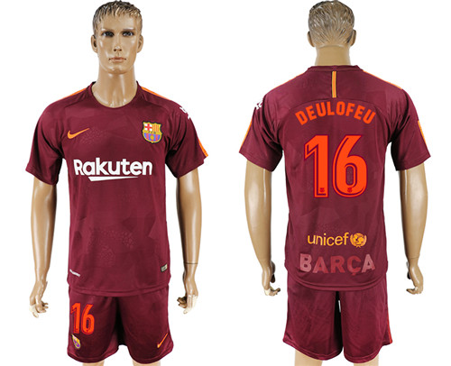 2017 18 Barcelona 16 DEULOFEU Away Soccer Jersey