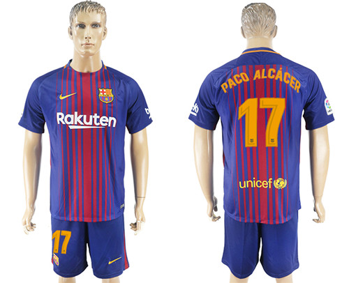 2017 18 Barcelona 17 PACO ALCARCER Home Soccer Jersey