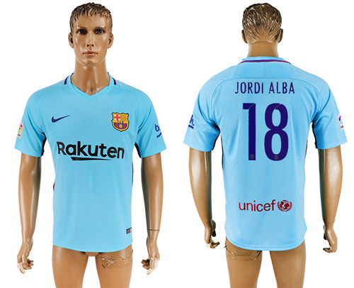 2017 18 Barcelona 18 JORDI ALBA Away Thailand Soccer Jersey