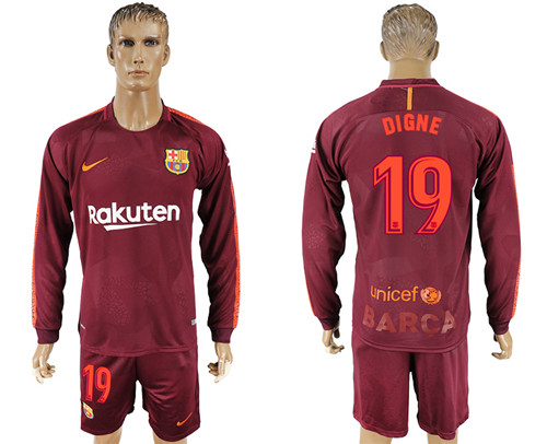 2017 18 Barcelona 19 DIGNE Away Long Sleeve Soccer Jersey