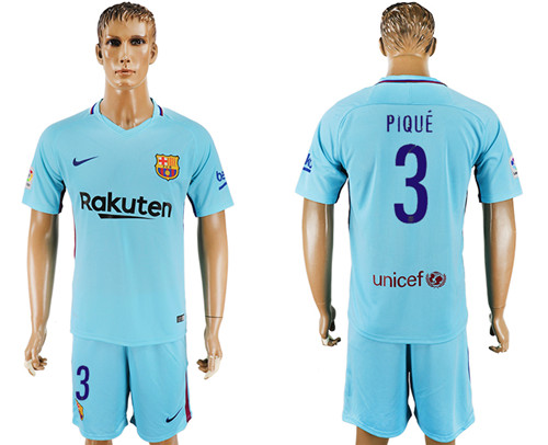 2017 18 Barcelona 3 PIQUE Away Soccer Jersey