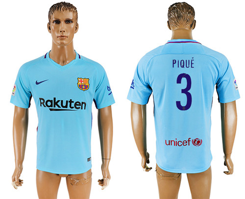 2017 18 Barcelona 3 PIQUE Away Thailand Soccer Jersey