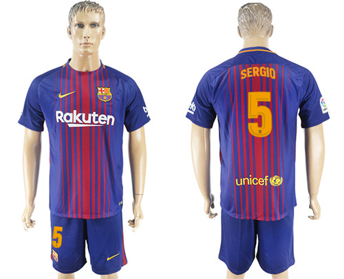 2017 18 Barcelona 5 SERGIO Home Soccer Jersey