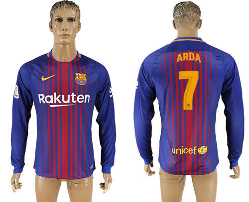 2017 18 Barcelona 7 ARDA Home Long Sleeve Thailand Soccer Jersey