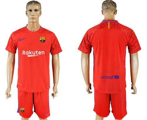 2017 18 Barcelona Red Goalkeeper Soccer Jersey