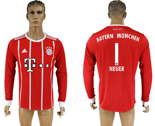 2017 18 Bayern Munich 1 NEUER Home Long Sleeve Thailand Soccer Jersey