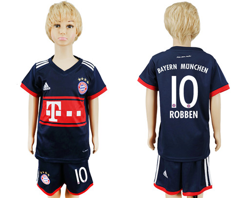 2017 18 Bayern Munich 10 ROBBEN Away Youth Soccer Jersey