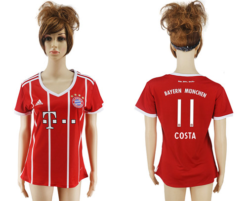 2017 18 Bayern Munich 11 COSTA Home Women Soccer Jersey