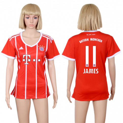 2017 18 Bayern Munich 11 JAMES Home Women Soccer Jersey