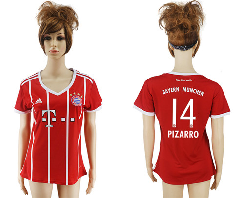 2017 18 Bayern Munich 14 PIZARRO Home Women Soccer Jersey