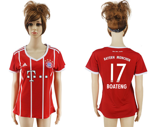 2017 18 Bayern Munich 17 BOATENG Home Women Soccer Jersey