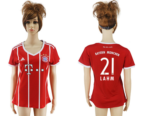 2017 18 Bayern Munich 21 LAHM Home Women Soccer Jersey