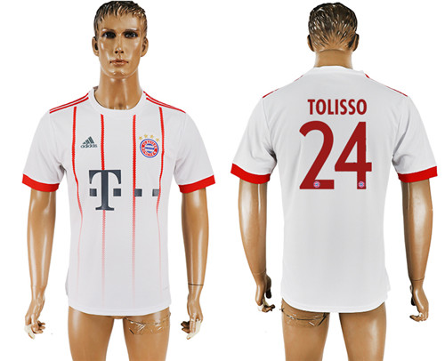 2017 18 Bayern Munich 24 TOLISSO UEFA Champions League Away Thailand Soccer Jersey