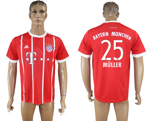 2017 18 Bayern Munich 25 MULLER Home Thailand Soccer Jersey