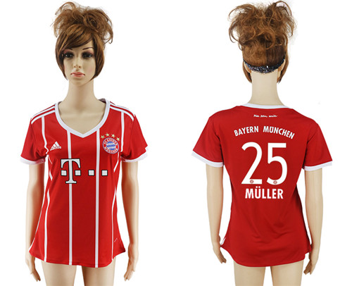 2017 18 Bayern Munich 25 MULLER Home Women Soccer Jersey