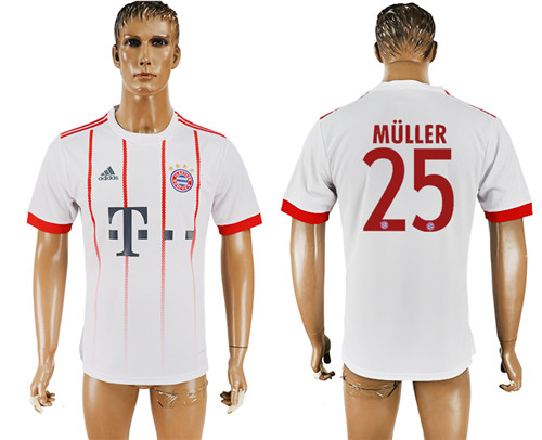 2017 18 Bayern Munich 25 MULLER UEFA Champions League Away Thailand Soccer Jersey