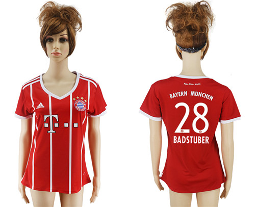 2017 18 Bayern Munich 28 BADSTUBER Home Women Soccer Jersey