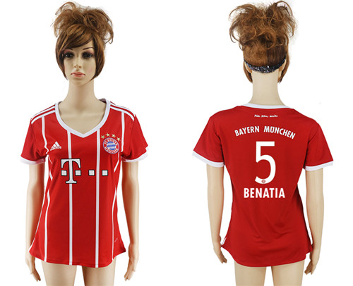 2017 18 Bayern Munich 5 BENATIA Home Women Soccer Jersey