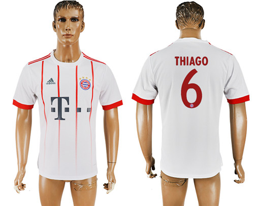 2017 18 Bayern Munich 6 THIAGO UEFA Champions League Away Thailand Soccer Jersey