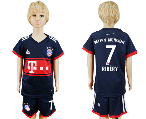 2017 18 Bayern Munich 7 RIBERY Away Youth Soccer Jersey