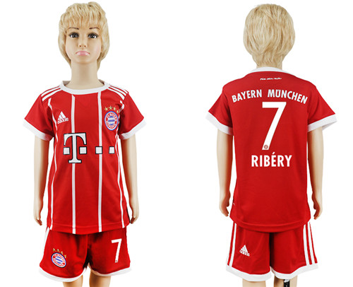 2017 18 Bayern Munich 7 RIBERY Home Youth Soccer Jersey