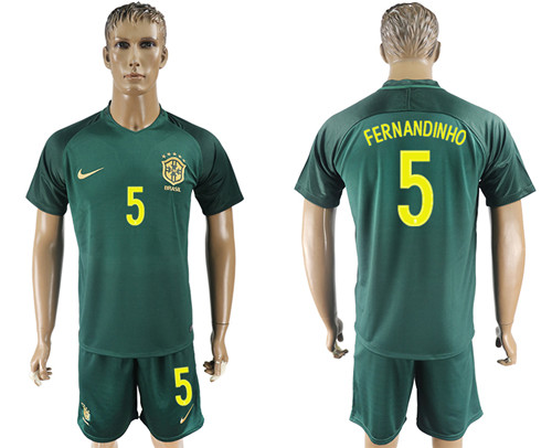 2017 18 Brazil 5 FERNANDINHO Away Soccer Jersey