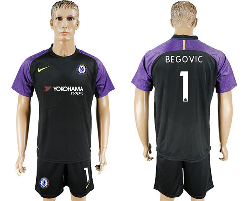 2017 18 Chelsea 1 BEGOVIC Black Goalkeeper Soccer Jersey