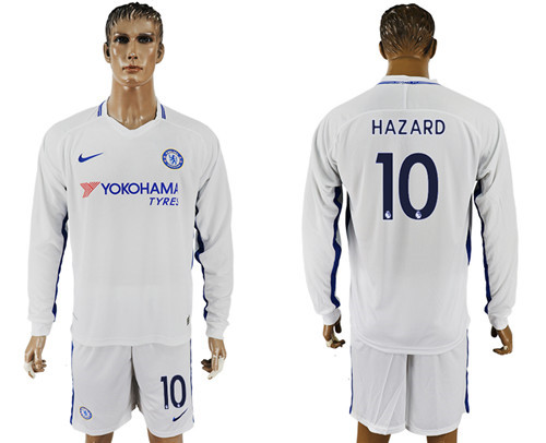 2017 18 Chelsea 10 HAZARD Away Long Sleeve Soccer Jersey